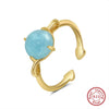 Wholesale Women's Sterling Silver Moonstone Opening Hammer Finger Ring With Geometric Personality Style And Electroplating