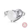Wholesale Women's Sterling Silver Moonstone Opening Hammer Finger Ring With Geometric Personality Style And Electroplating