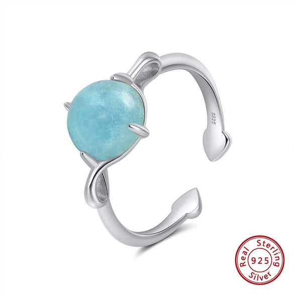 Wholesale Women's Sterling Silver Moonstone Opening Hammer Finger Ring With Geometric Personality Style And Electroplating