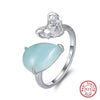 Wholesale Women's Sterling Silver Moonstone Opening Hammer Finger Ring With Geometric Personality Style And Electroplating