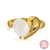 Wholesale Women's Sterling Silver Moonstone Opening Hammer Finger Ring With Geometric Personality Style And Electroplating