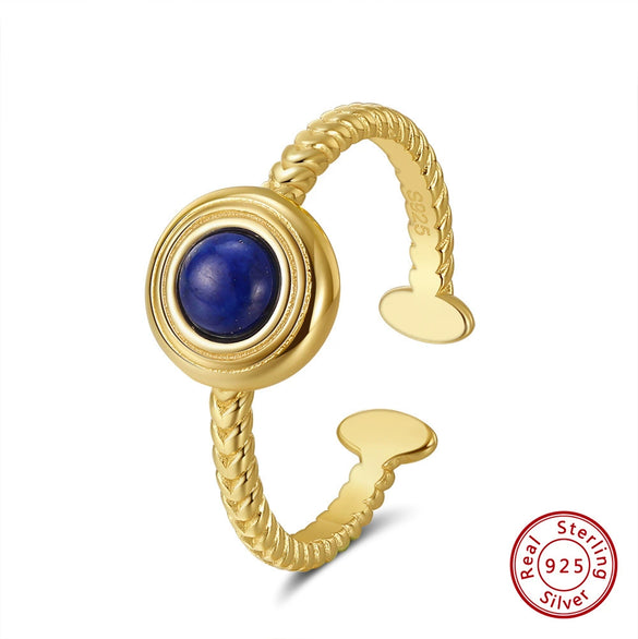 Wholesale Women's Sterling Silver Moonstone Opening Hammer Finger Ring With Geometric Personality Style And Electroplating