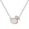 Wholesale Women's Sterling Silver 925 Natural Opal Bird Geometric Hammered Necklace With 14K Gold Electroplating