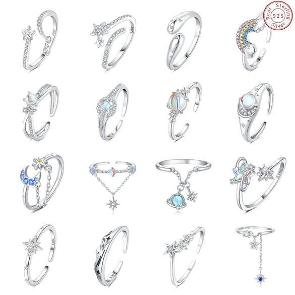 Wholesale Women's 925 Sterling Silver Natural Plants And Flowers Style Adjustable Opening Ring