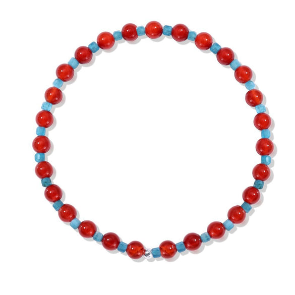 Wholesale Women's 925 Sterling Silver Natural Red Agate Apatite Geometric Style Electroplated Bracelet