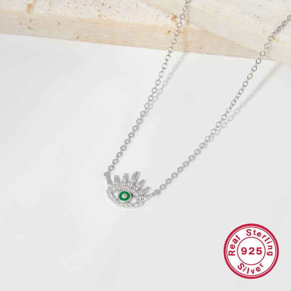 Wholesale Women's 925 Sterling Silver Necklace With Geometric Devil's Eye Pendant And Electroplating Treatment