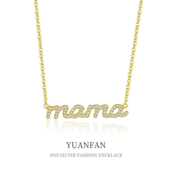 Wholesale Women's 925 Sterling Silver Necklace With Zircon Letter And Number Pattern Cross Chain Style