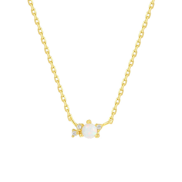 Wholesale Women's 925 Sterling Silver Opal Geometric Pendant Necklace With Zirconia And Cross Chain