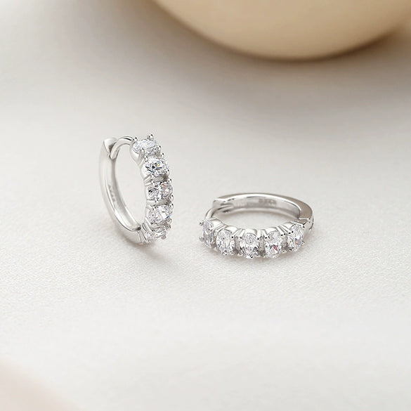 Wholesale Women's 925 Sterling Silver Oval Geometric Earrings With Electroplating Highend Design