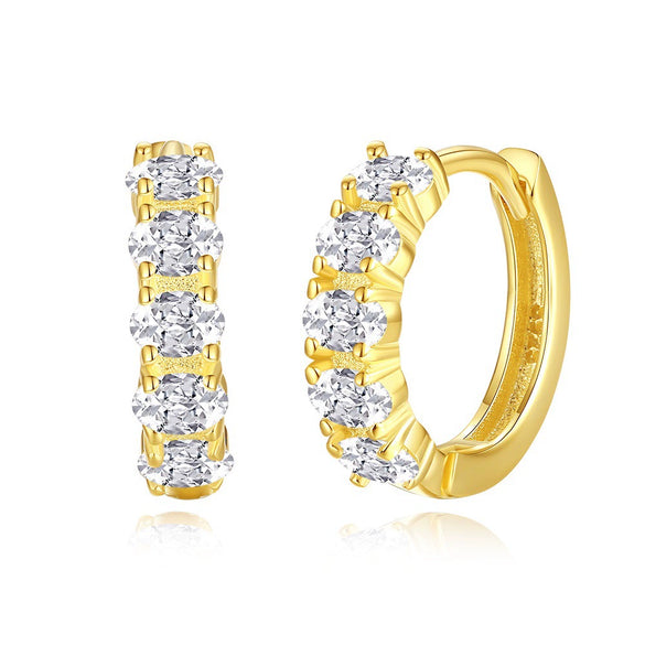 Wholesale Women's 925 Sterling Silver Oval Geometric Earrings With Electroplating Highend Design