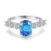 Wholesale Women's Sterling Silver 925 Oval Geometric Style Ring With High Carbon Diamond And Zircon Powder