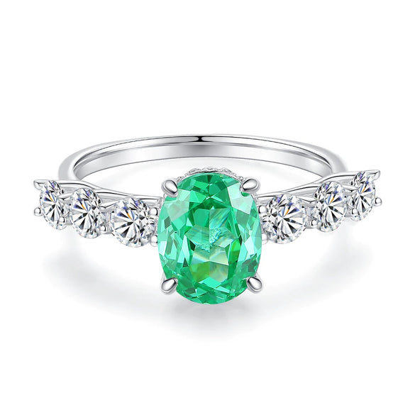 Wholesale Women's Sterling Silver 925 Oval Geometric Style Ring With High Carbon Diamond And Zircon Powder