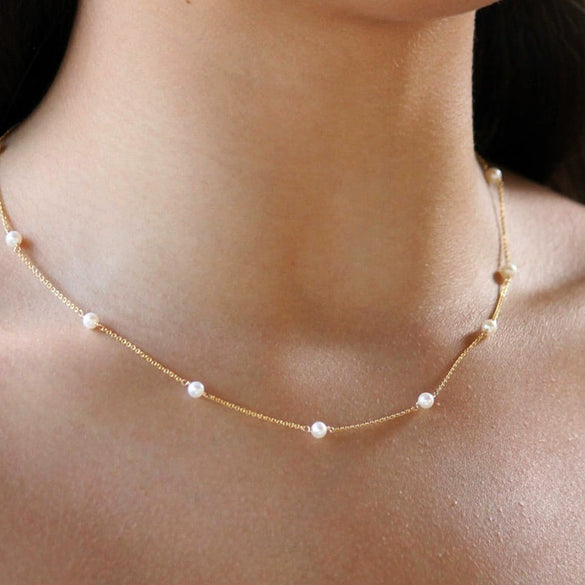 Wholesale Women's 925 Sterling Silver Pearl Geometric Cross Chain Necklace With Diamond Design