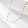 Wholesale Women's 925 Sterling Silver Pearl Geometric Cross Chain Necklace With Diamond Design