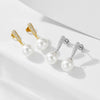 Wholesale Women's Sterling Silver Pearl Inlaid Geometric Earrings
