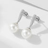 Wholesale Women's Sterling Silver Pearl Inlaid Geometric Earrings