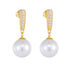 Wholesale Women's Sterling Silver Pearl Inlaid Geometric Earrings
