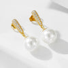 Wholesale Women's Sterling Silver Pearl Inlaid Geometric Earrings