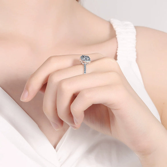 Wholesale Women's 925 Sterling Silver Plated Pt950 Gold Square Moissanite Ring