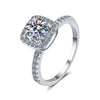 Wholesale Women's 925 Sterling Silver Plated Pt950 Gold Square Moissanite Ring