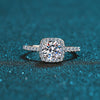 Wholesale Women's 925 Sterling Silver Plated Pt950 Gold Square Moissanite Ring