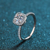 Wholesale Women's 925 Sterling Silver Plated Pt950 Gold Square Moissanite Ring