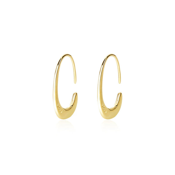 Wholesale Women's 925 Sterling Silver Retro Cshaped Electroplated Geometric Earrings