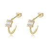 Wholesale Women's 925 Sterling Silver Retro Geometric Square Diamond Set Earrings