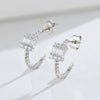 Wholesale Women's 925 Sterling Silver Retro Geometric Square Diamond Set Earrings