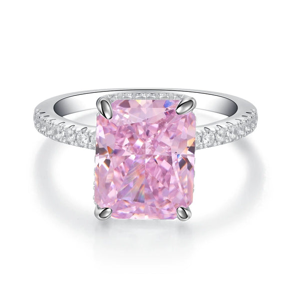 Wholesale Women's 925 Sterling Silver Ring With Geometric Pattern And Ice Flower Cut Electroplated Inlaid With 8A Zircon And High Carbon Diamond