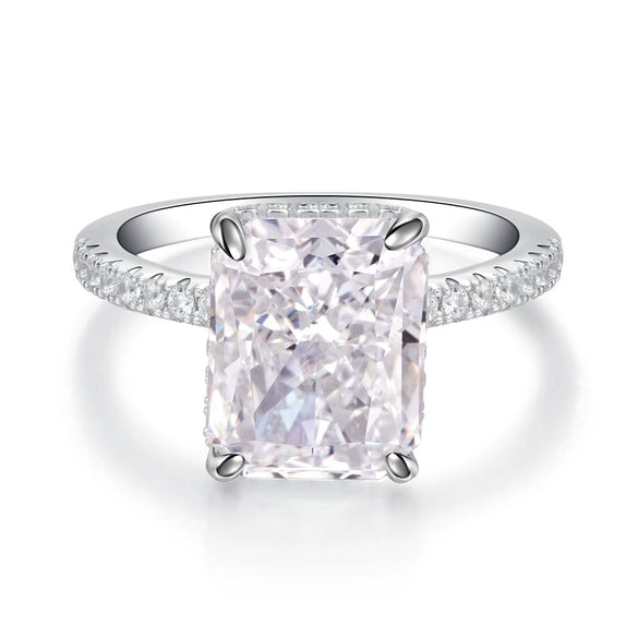Wholesale Women's 925 Sterling Silver Ring With Geometric Pattern And Ice Flower Cut Electroplated Inlaid With 8A Zircon And High Carbon Diamond