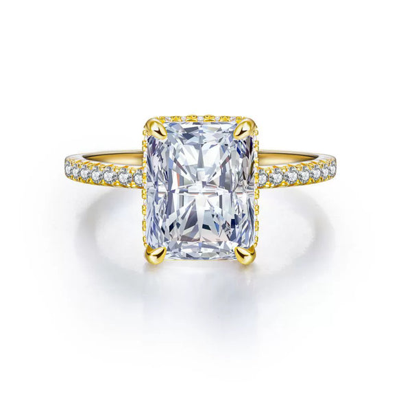 Wholesale Women's 925 Sterling Silver Ring With Geometric Pattern And Ice Flower Cut Electroplated Inlaid With 8A Zircon And High Carbon Diamond