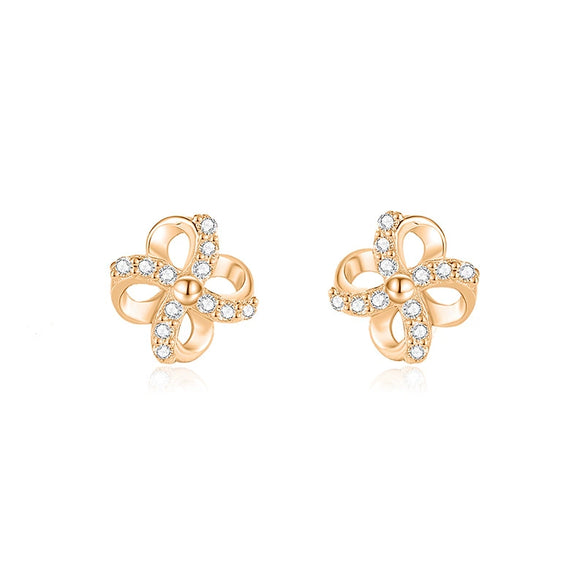 Wholesale Women's 925 Sterling Silver Rotating Windmill Flower Four Leaf Clover Geometric Style Ear Studs