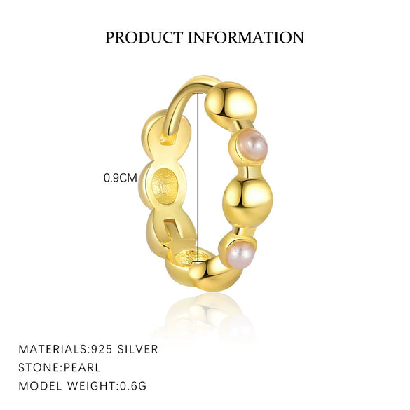 Wholesale Women's 925 Sterling Silver Round Beads Geometric Design Electroplated Earrings