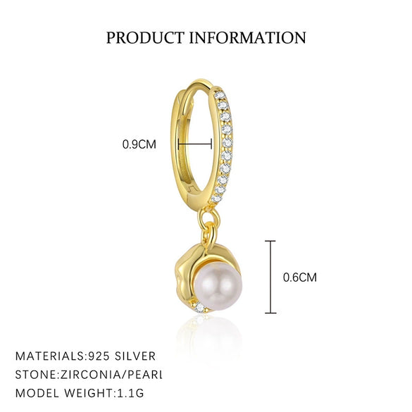 Wholesale Women's 925 Sterling Silver Round Beads Geometric Design Electroplated Earrings
