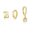 Wholesale Women's 925 Sterling Silver Round Beads Geometric Design Electroplated Earrings