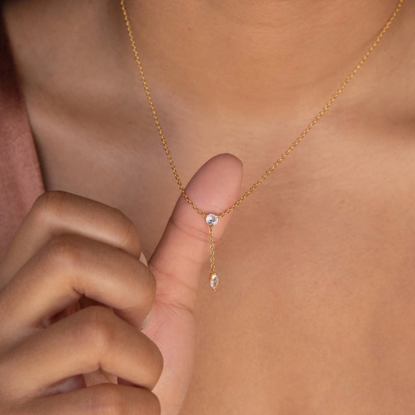 Wholesale Women's Sterling Silver 925 Silver Yshaped Necklace With Drop Shape Letters Numbers Text Pattern 14K Gold Plated And Zirconia Design