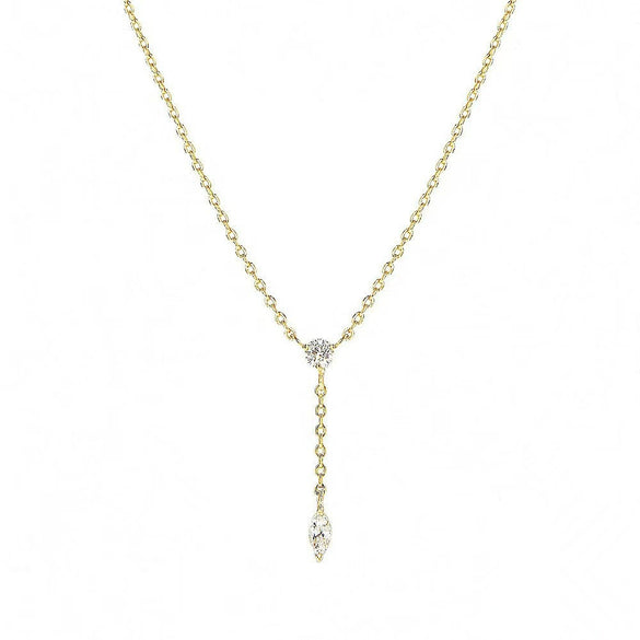 Wholesale Women's Sterling Silver 925 Silver Yshaped Necklace With Drop Shape Letters Numbers Text Pattern 14K Gold Plated And Zirconia Design