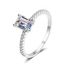 Wholesale Women's 925 Sterling Silver Simple Geometric Moissanite Ring With Fourclaw Setting And Electroplating