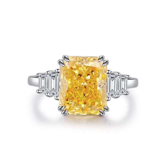 Wholesale Women's 925 Sterling Silver Square Geometric Design Ring With Ice Flower Cut Zircon Simulation Diamonds And Electroplating Treatment