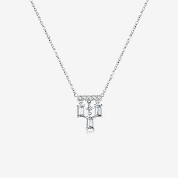 Wholesale Women's 925 Sterling Silver Square Geometric Pendant Necklace With Platinum And 18K Gold Electroplating