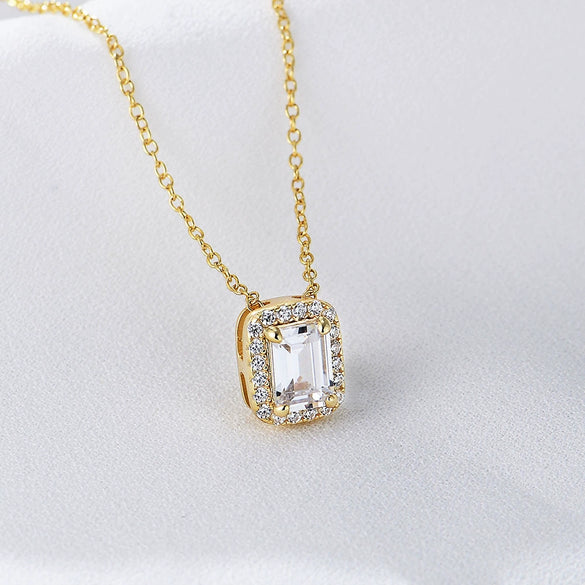 Wholesale Women's Sterling Silver Square Zircon Cross Chain Necklace Set With Precious Stones Geometric Style