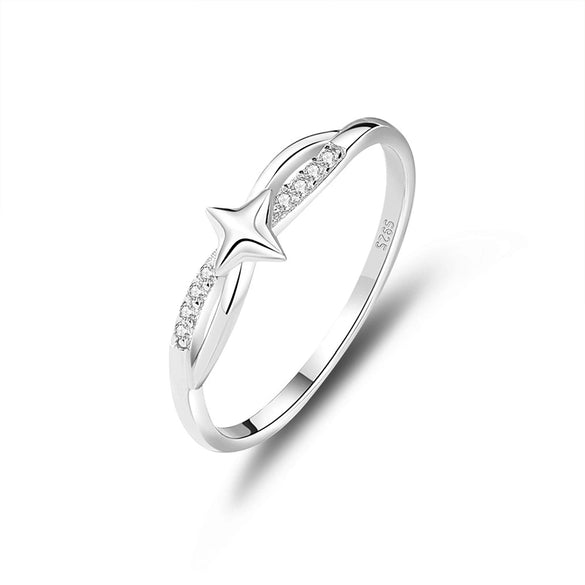 Wholesale Women's Sterling Silver 925 Star Pattern Ring With Electroplating
