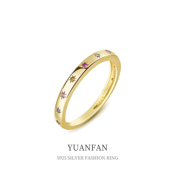 Wholesale Women's 925 Sterling Silver Star Plain Open Ring With Electroplating