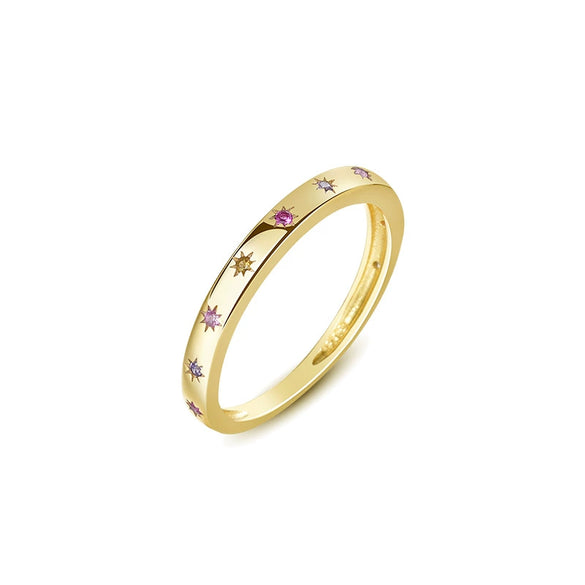 Wholesale Women's 925 Sterling Silver Star Plain Open Ring With Electroplating