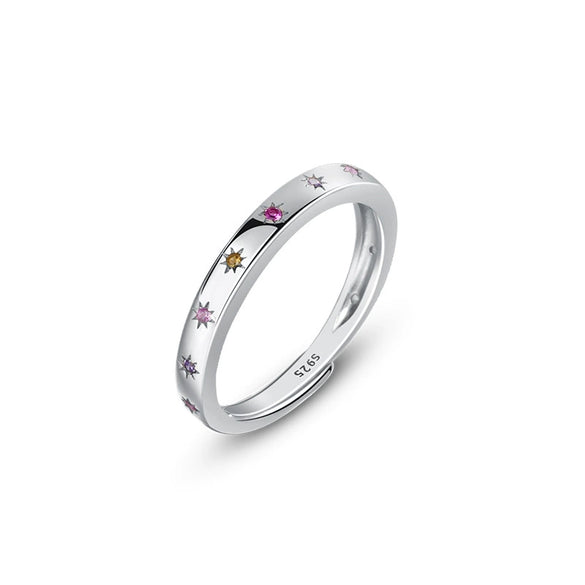 Wholesale Women's 925 Sterling Silver Star Plain Open Ring With Electroplating