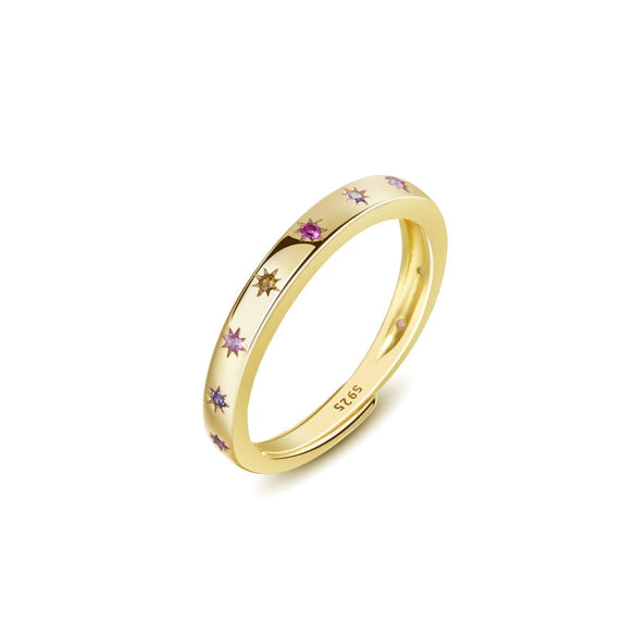 Wholesale Women's 925 Sterling Silver Star Plain Open Ring With Electroplating