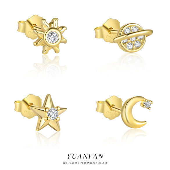 Wholesale Women's 925 Sterling Silver Star Shape Zirconia Microinlaid Earrings
