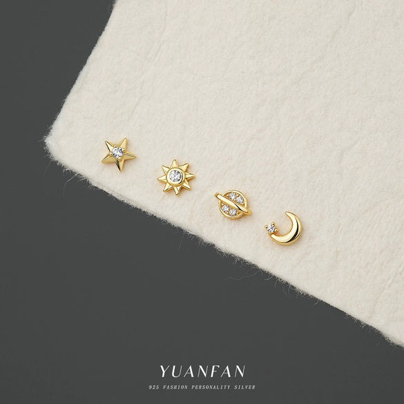 Wholesale Women's 925 Sterling Silver Star Shape Zirconia Microinlaid Earrings