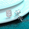 Wholesale Women's 925 Sterling Silver Stud Earrings Inlaid With Rectangular Moissanite And Geometric Design With Electroplating Treatment